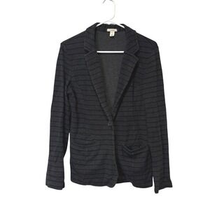 Caslon Black Striped Knit Blazer Jacket Women's Size‎ M 100% Cotton